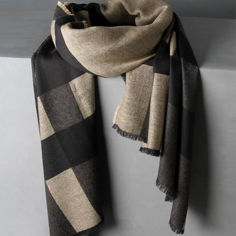 Soft Wool Scarves Black Striped Women Winter Scarf